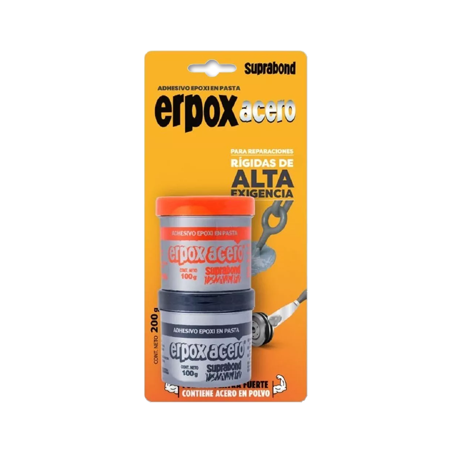 product-354-1659-1 Adhesivo Epoxi 200g Erpox Acero 2 Potes Suprabond - Imagen 1