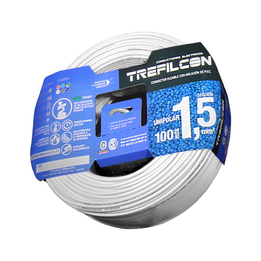 product-406-738-2 Cable Unipolar 1 x 1,5mm x 100m Blanco Trefilcon - Imagen 1