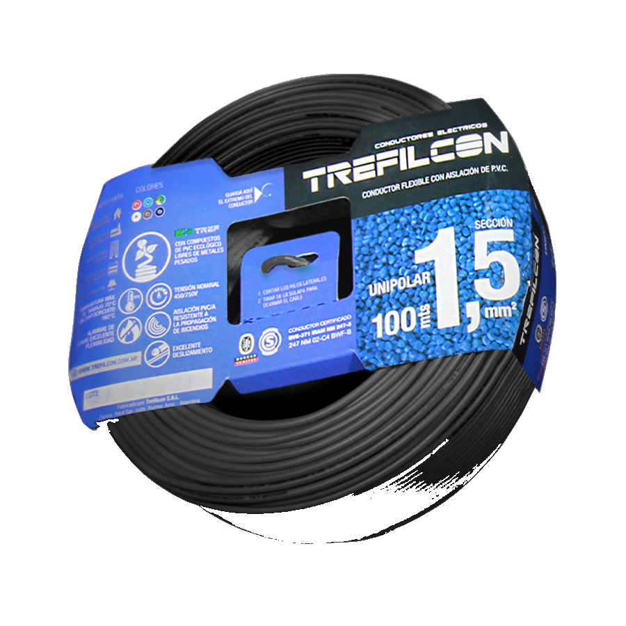 product-408-736-1 Cable Unipolar 1 x 1,5mm x 100m Negro Trefilcon - Imagen 1