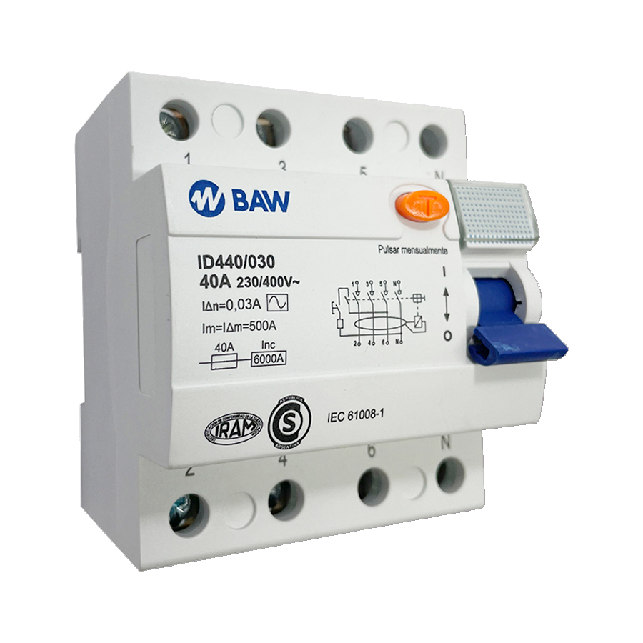 product-716-1310-1 Disyuntor Interruptor Diferencial 4 Polos 40A Baw IDE240/030 - Imagen 1