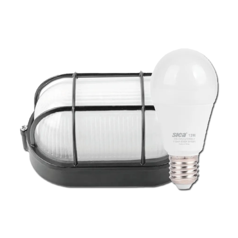Tortuga Oval Negra Con Lámpara De 13W Luz Día Sica