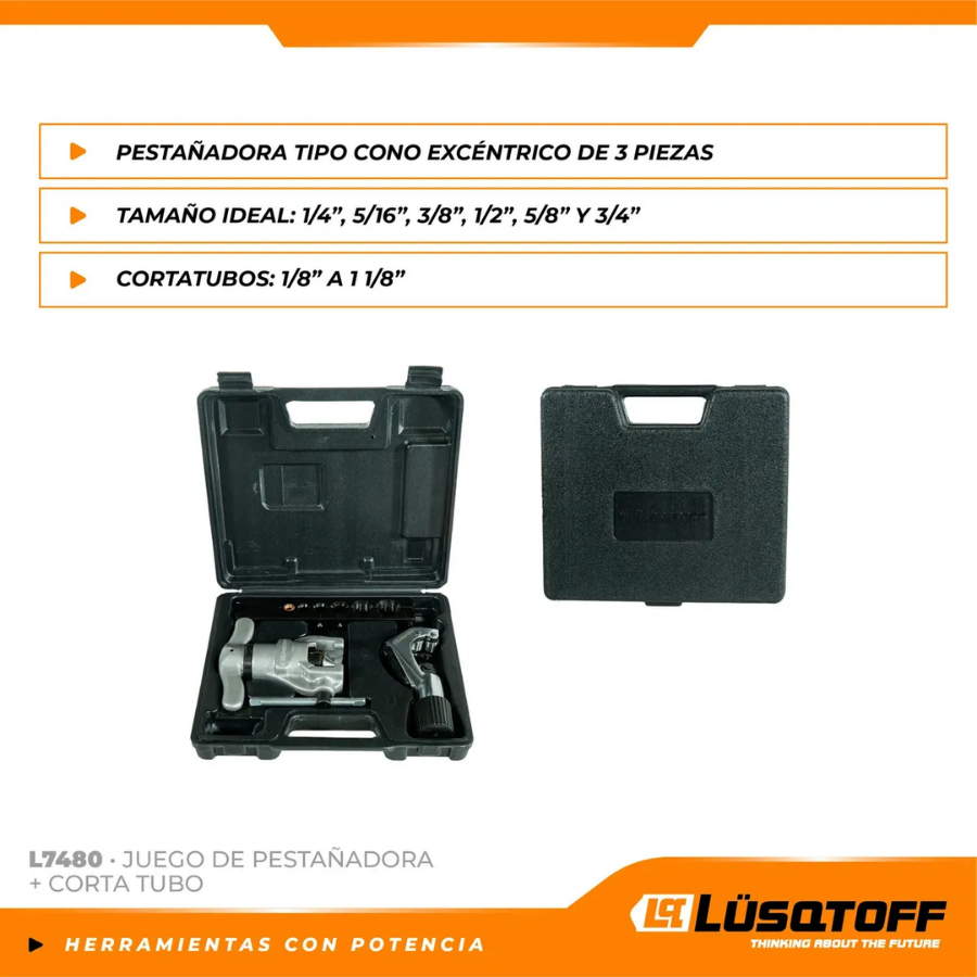 Juego De Pestañadora Excéntrica + Corta Tubo Lusqtoff L7480 - Imagen 4
