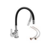 Grifería De Cocina Emblem Mesada Pico Flexible Piazza Negro 10016NE