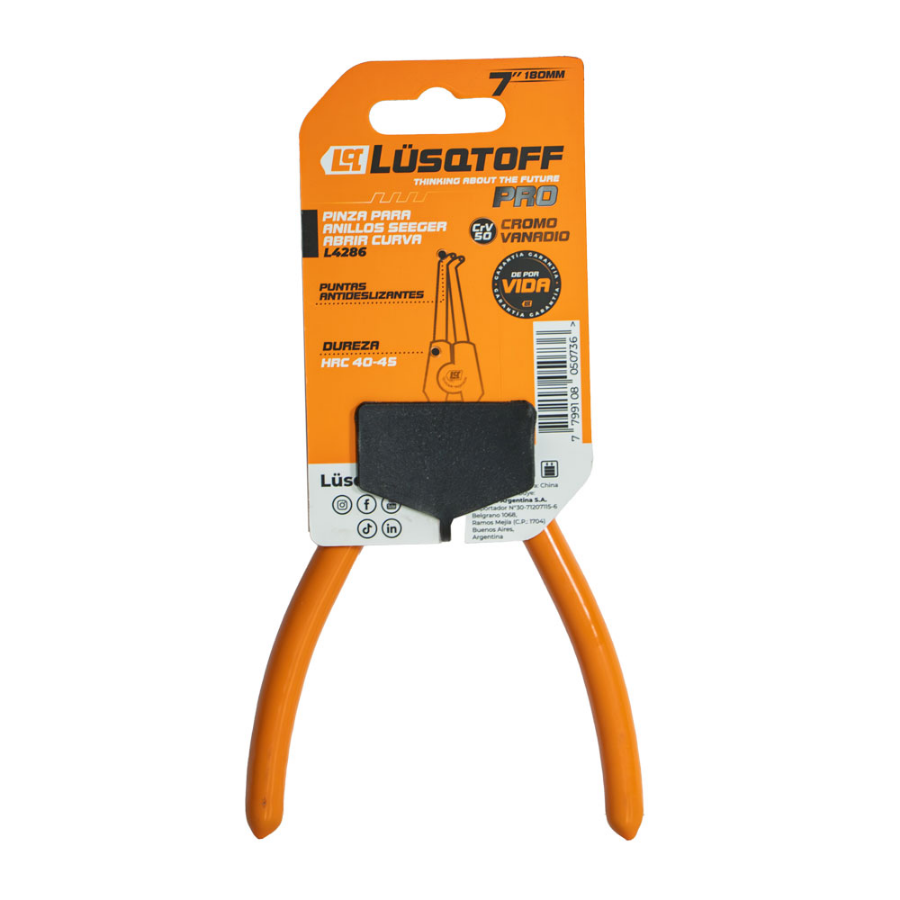 Pinza Para Anillo Seger 7" 180mm Abrir Curva Industrial Pro Lusqtoff L4286 - Imagen 4