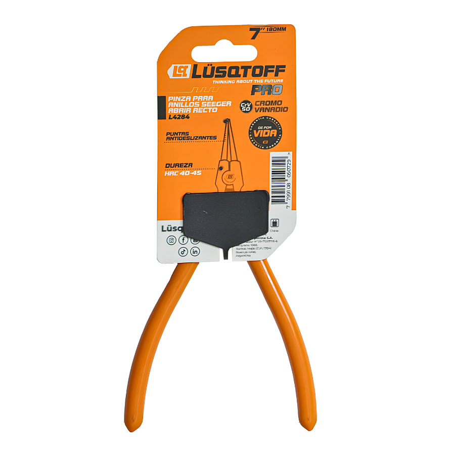 Pinza Para Anillo Seeger 7" 180mm Abrir Recto Industrial Pro Lusqtoff L4284 - Imagen 5