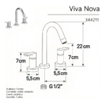 Grifería De Lavatorio Hydros Viva Nova Piazza 344211 - Imagen 4