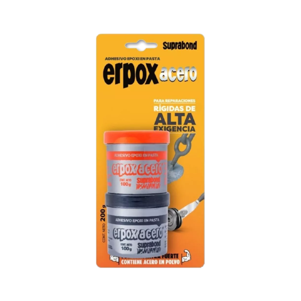 Adhesivo Epoxi 200g Erpox Acero 2 Potes Suprabond