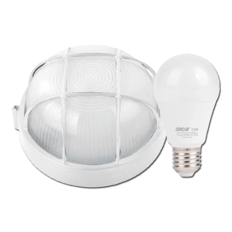 Tortuga Redonda Blanca Con Lámpara De 13W Luz Día Sica