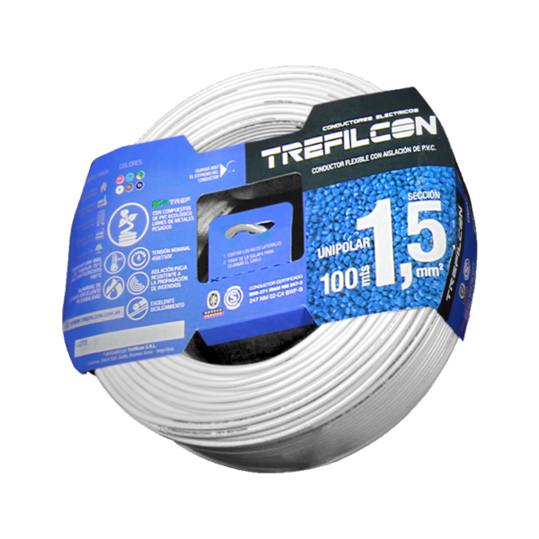 Cable Unipolar 1 x 1,5mm x 100m Blanco Trefilcon