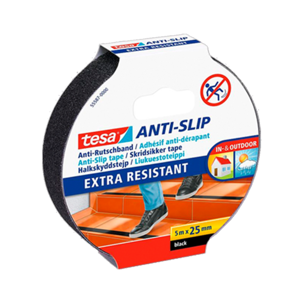 Cinta Antideslizante Industrial 25mm x 5m Negra Tesa
