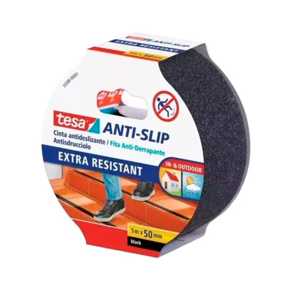 Cinta Antideslizante Industrial 50mm x 5m Negra Tesa