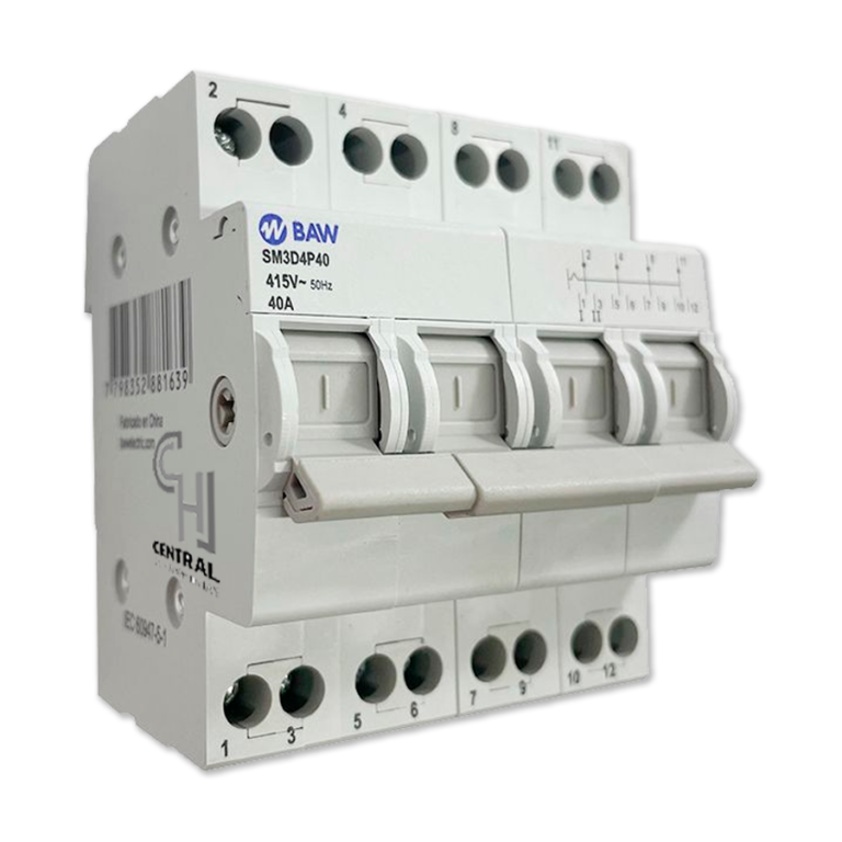 Conmutador Manual 4 Polos 40 amp BAW SM3D4P40