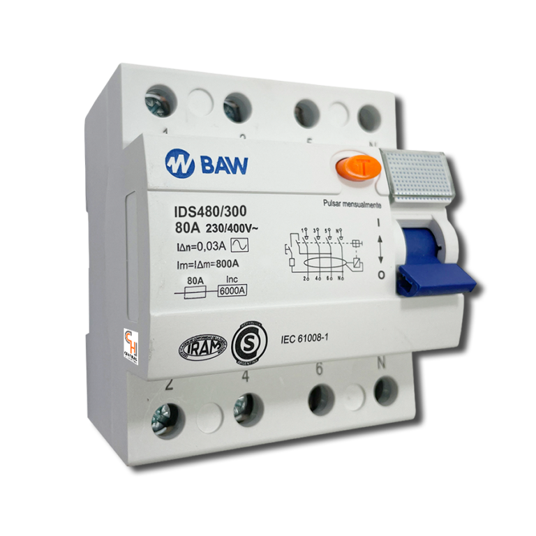 Disyuntor Interruptor Diferencial Selectivo 80A BAW IDS480/300