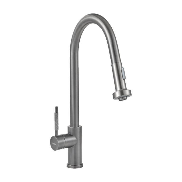 Grifería Cocina Mesada Acero Inox. con Rociador Grafito Piazza GOURMET