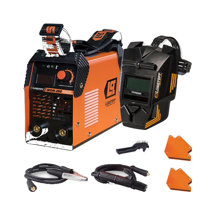 soldadora-electrodos-lusqtoff-megairon250 Soldadora Inverter 220V Lusqtoff MEGAIRON-250 KIT