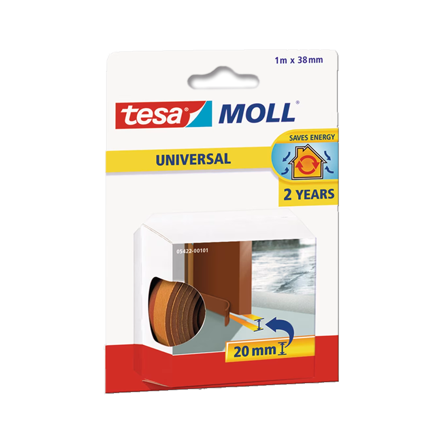 zocalos-y-topes-tesa-05422-00101-01 Zócalo Bajo Puerta Autoadhesivo Rollo Marrón Tesa