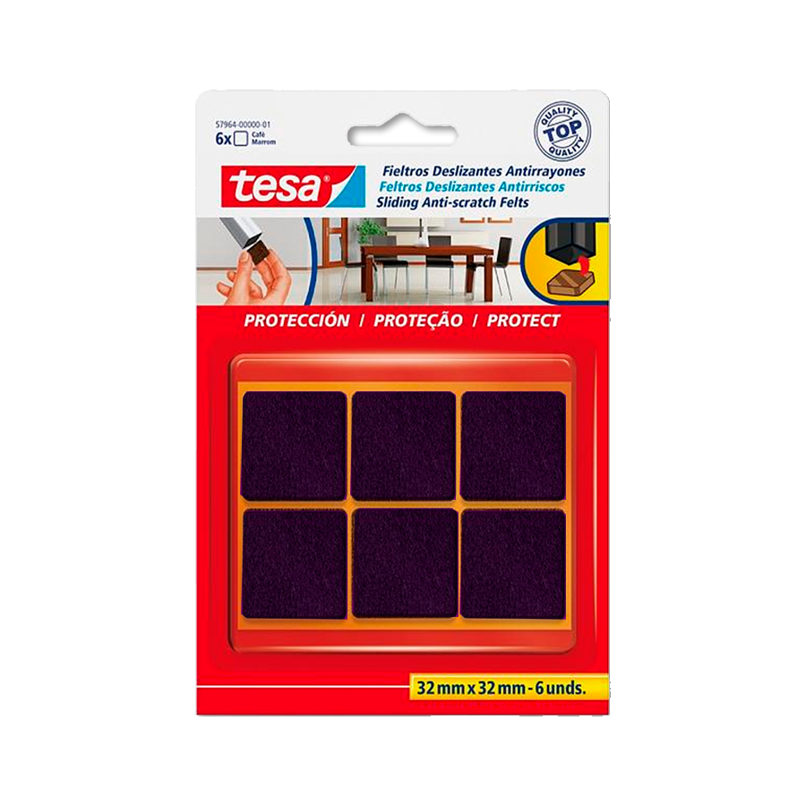 zocalos-y-topes-tesa-57964-00000-01 Fieltros Deslizantes Anti-rayones 32x32mm Tesa